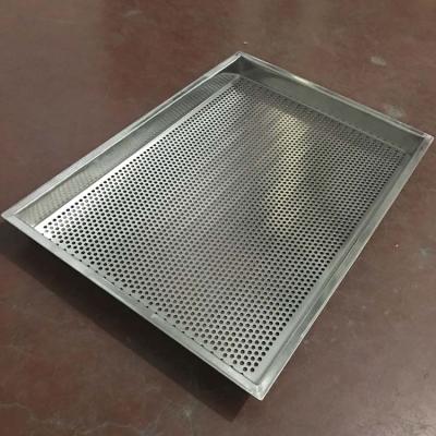 China Stocked Custom Aluminum Stainless Steel Mesh Perforated Cookie Bread Baking Tray Sheet for sale