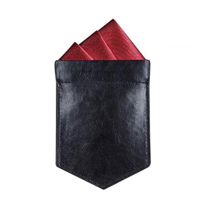 China Fashion Leather Pocket Square Holder For Men's Suit Handkerchief for sale