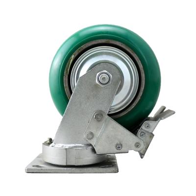 China Heavy Duty Caster Wheels SS Heavy Duty PU Polyurethane Caster Wheels With Kingpinless Shock Absorbing Caster Yoke for sale