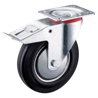 China Other SS Gray Heavy Duty Rubber Caster On Steel Wheel 80 100 125 160 200mm Options for sale