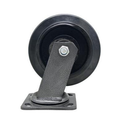 China Multifunctional SS 6 x 2 Inch Solid Rubber Caster Wheel Swivel Trolley With Double Ball Bearing for sale