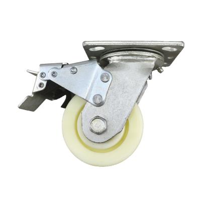 China PIVOT SS Swivel Nylon Ball Caster Wheel With Brake 4 Inch Rollerable Solid Polyolefin for sale