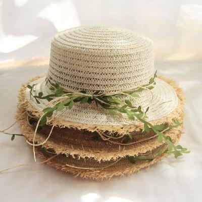 China WD-A48 Image Ladies Rattan Bow Summer Parasol Beach Hat Outdoor Sun Protection Straw Hat for sale