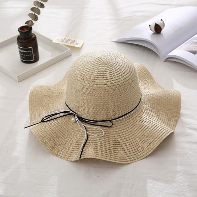 China The Classic Image WD-A53 Pearl Big Straw Hat Yiwu Straw Hats Weave Beach for sale