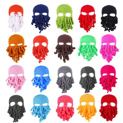 China Party WD-A205 Acrylic Christmas Cthulhu Tentacle Octopus Funny Crochet Knit Yarn Handmade Knitted Inter Chunky Ski Mask Helmet Caps for sale