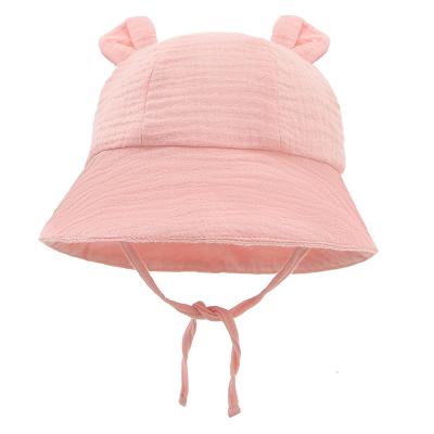 China WD-A67 Fashion Candy Color Baby Cotton Rabbit Ears Bucket Hats Sun Hat Toddlers Hats Wholesale Bulk Hats for sale