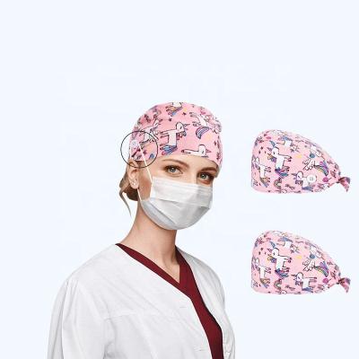 China Image WD-A36 Frosted Printed Surgical Doctor Cap Anti-Sweat Band Cap Operating Room Operating Room Hat Cotton for sale