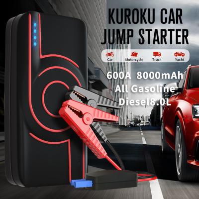 China Passenger Car High Power Jump Starter 12V 8000/12000mAh 600A Peak Current Car For 3.4L/5.0L Emergency Car Battery Jump Starter for sale