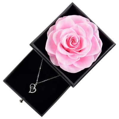 China Natural Touch Preserved Roses For Valentine's Day Gift Luxury Preserved Rose Acrylic Jewelry Gift Box for sale