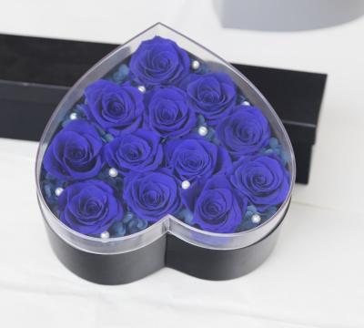 China Wholesale High Quality Natural Touch Forever Blooms Real Preserved Rose In Heart Shaped Gift Box For Wedding Day for sale