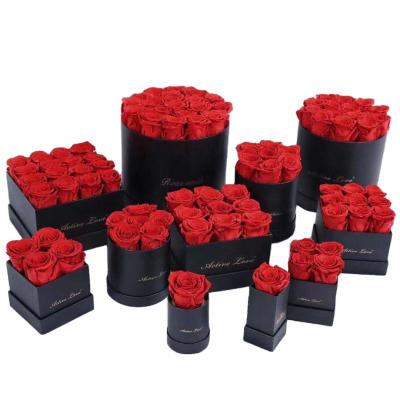 China Natural Touch Customized Cap Design Preserved Flower Eternal Rose For Gift Box Preserved Rose In Boxes for sale