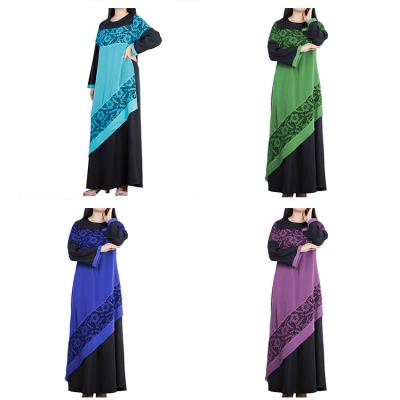 China 2021 Hot Sale Daily Casual Formal Muslim Long Dress Modest Two-Layer Dubai Lace Maxi Dress Islamic Sareeallure For Women for sale