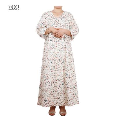 China New Big Casual Loose Long Dress Anti-wrinkle Printed Muslim Maxi Dress Dubai Islamic Women's Long Dress for sale