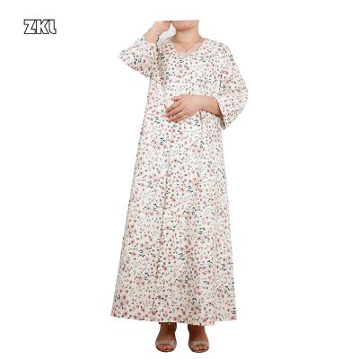 China New popular custom printing loose women's long dress Dubai Muslim women's long dress Anti-wrinkle big long dress for sale