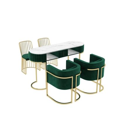 China Japanese marble nail table modern double-layer iron table cheap salon nail chair for sale