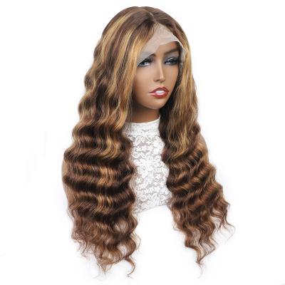 China Unprocessed Body Wave 613 HD Blonde Color Water Wave Virgin Remy Human Hair Lace Front Lace Wig for sale