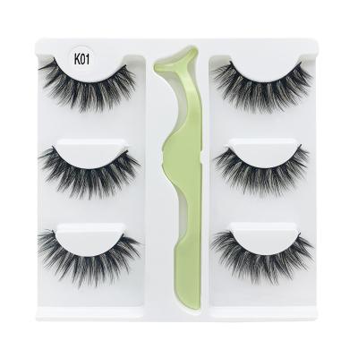 China Wholesale Custom Thick Three Pairs Of Synthetic Lashes In A Dramatic Round Box Custom Lashes Mink Lashes for sale