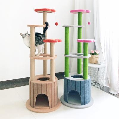 China New Design High Quality Viable Manufacturer Large Cozy Six Storey Luxury Tree Hole Cat Treehouse for sale