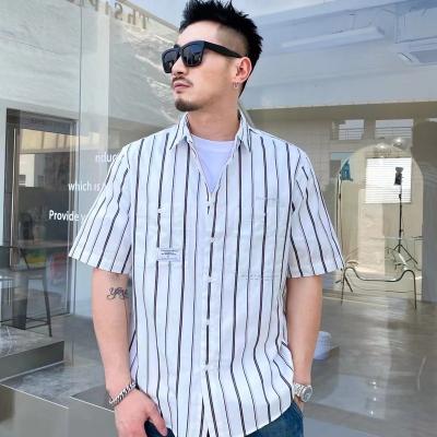 China Wholesale QUICK DRY Custom Design Logo Short Sleeve Striped Casual Fabric Shirt For Men Short Sleeve Shirt for sale