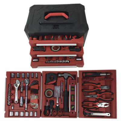 China Factory 99pcs Multi Household Tool Kit Household Mechanics Hand Tool With Red Tool Box for sale