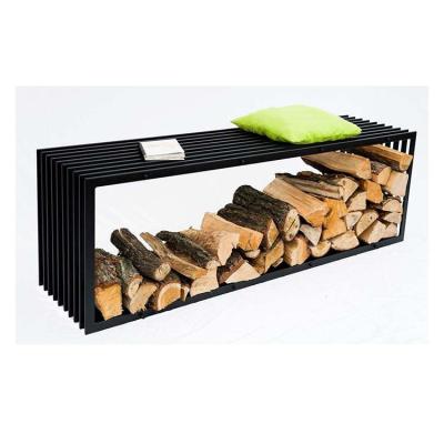 China Modern Outdoor Fireplace Rectangle Firewood Rack Kitchen Firewood Log Shelf Storage Bracket for sale