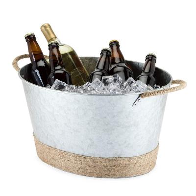 China Durable Rope Wrapped Galvanized Party Tub Drink Cooler for sale