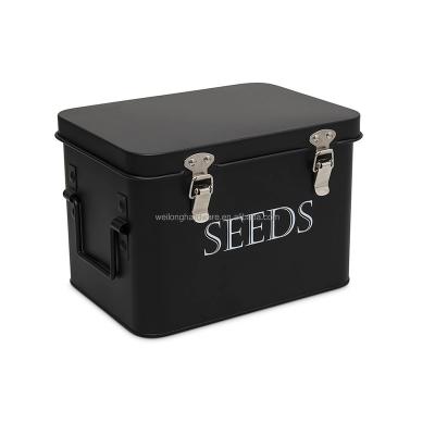 China Gardening Storage Tin Seed Box Seed Packet Powder Coated Vintage Metal Storage Canister Viable Naturally for sale