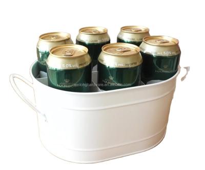 China 6 Grid Powder Coating Metal Utensil Cart Sustainable Bucket Kitchen Organizer White Beer Rack for sale