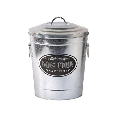 China Home Metal Galvanized Treat Bin Dog Food Storage Canister Pet Food Storage Canister Dogs Large for sale