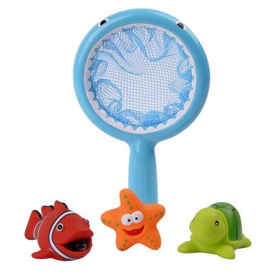 China Toy Turtle Toddler Baby Bathtub Squirter Bath Toy Fishing Net Cartoon Child Bathroom Play Shower Rubber Toys Set Sea Animal Bath Toy for sale