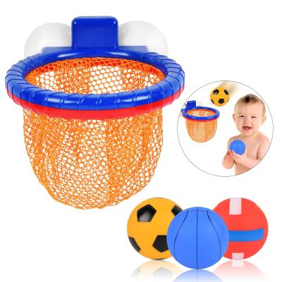 China BPA Free Toddler Amazon Kids Play Bath Basketball Game Other Bath Toy Basketball Hoop Balls Bath Shower Time Bathtub Baby Gift Set for sale