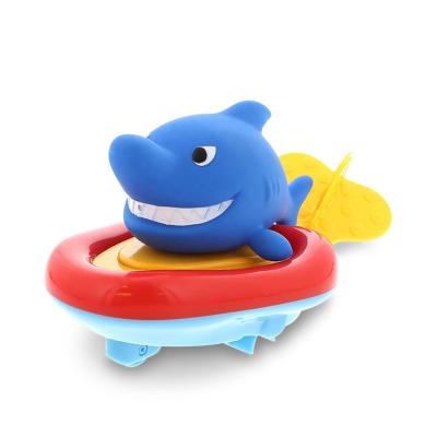 China Bath Toy 3 in 1 Baby Bath Toy Pull String Boat Racer Toy Pull String Boat Racer Bathroom Time Shower Friends Finger Puppet Bath Toy Kid Animal Go Infant Baby Bath Toy for sale