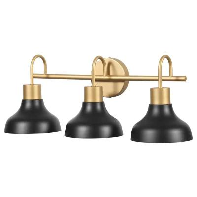 China Modern Modern Bath Vanity Light with Black and Gold Finish, Round Iron Shape, Indoor Wall Sconce for sale