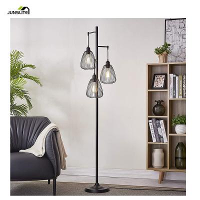 China NEW Industrial Led Farmhouse Floor Lamp For Rural Farmhouse Bedroom With 3 Hanging Shade for sale