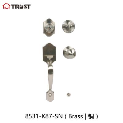 China Solid Brass Cylinder TRUST 8531-K87-SN Single or Double Cylinder Lockset Strong Handle With Brass Cylinder for sale