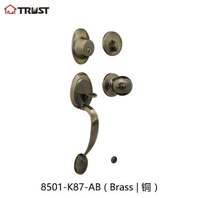 China TRUST 8501-K87-AB Single Or Double Cylinder Single Cylinder With Knob HandleSet With Single Cylinder Deadbolt Handle Handle for sale