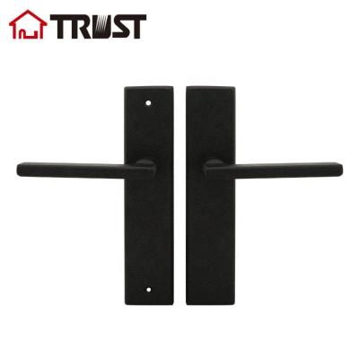 China TRUST TP20-TH032BS Modern Black Square Plate Door Lock With Handle For Wooden Door for sale