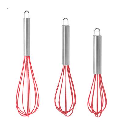 China 8/9/12 Inch Stainless Steel Handle Silicone Egg Beater Workable 3 Pcs Set for sale