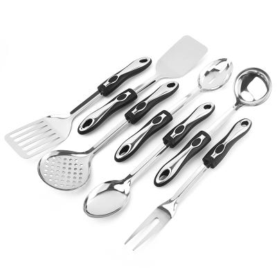 China Sustainable Plastic Turner 410 Spoon Set Stainless Steel Handle Kitchen Utensils 7 Pcs for sale