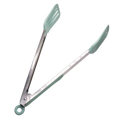 China Kitchen Stocked Tongs for Cooking Long Serving and BBQ Silicone Tip Stainless Steel Food Tongs for sale