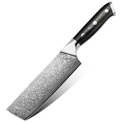 China Viable Wholesale Japanese Nakiri Knife 7 Inch Damascus Cleaver Steel Kitchen Knife With Handle The Group Of Ten Gift Box TL-DH05 for sale