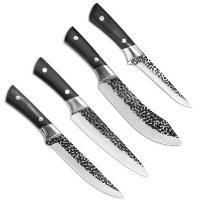 China Sustainable Retro Style 7Cr17mov Stainless Steel Butcher Knife Set Included 4pcs Boning Knife and Chef Knife for sale