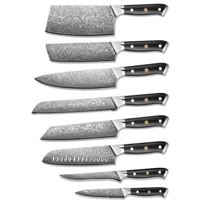 China The Group Of Ten Sustainable Luxury Japanese Steel VG10 67Layers Chef's Cooking Knife Set AL-ST10 Damascus Steel for sale