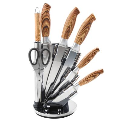 China JLS2111 Stainless Steel Sharp Knife Set Film Coating Viable Handle 8 Pack Kitchen Knife Set With Block for sale