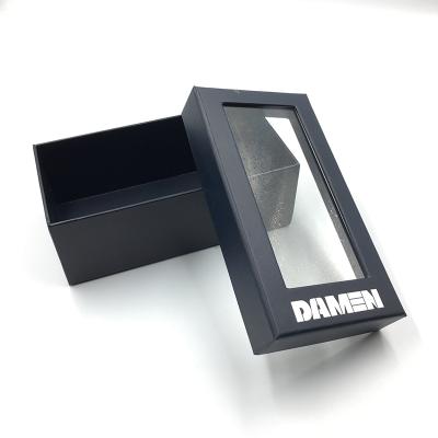 China Recycled Materials Paper Cardboard Transparent Cover Gift Box With Lid Plastic Gift Box Clear PVC Lid for sale