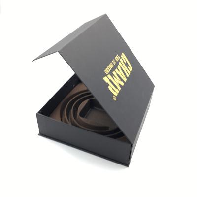 China Recycled Materials Wholesale Leather Belt Foldable Luxury Box Paper Shape Magnetic Book Shape Gift Packaging Box for sale