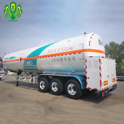 China Factory low price 3 axles 12 tire 52.6CBM standard LNG tanker truck trailer ASME ISO tank trailer truck for sale