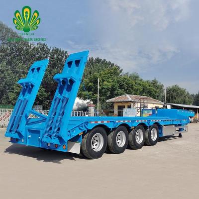 China Truck Trailer 3 Axles Low Bed Semi Trailer Truck Low Loaders Heavy Duty Semi Trailer for sale