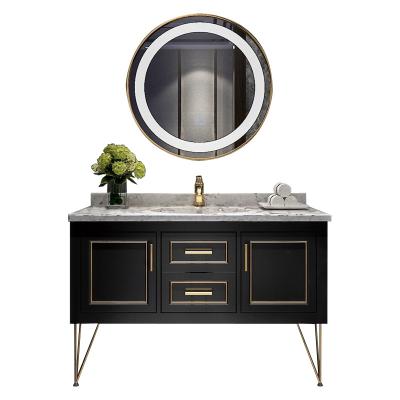 China 2021 Environmental Fashion Style Hot Sale Modern Black Plywood Double Sink Floor Standing Luxury Bathroom Vanity For Home Hotel Apartment for sale