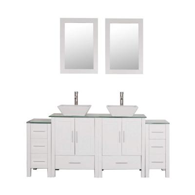 China MDF Style Double Floor Sink Black White Glass Top Waterproof Plywood Vanity American Environmental Friendly Bathroom Wholesale For Home Hotel for sale